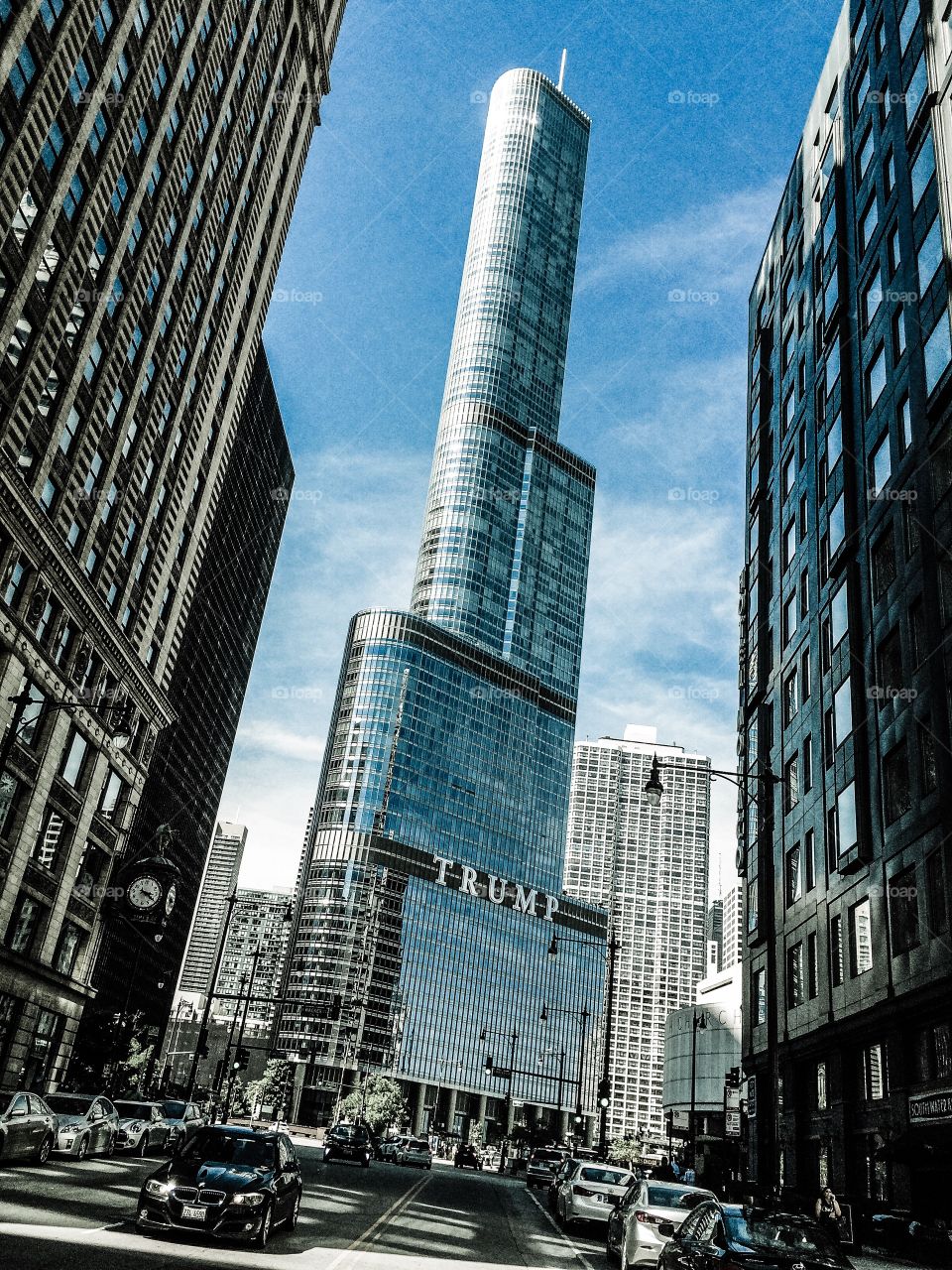 Trump tower on the Chicago river in downtown Chicago. 