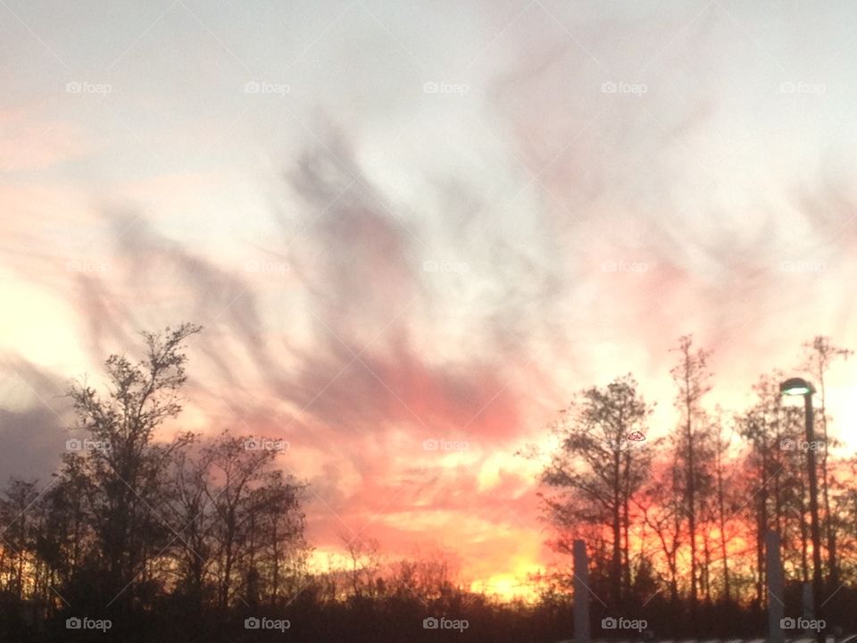 Winter sunset over Orlando Florida