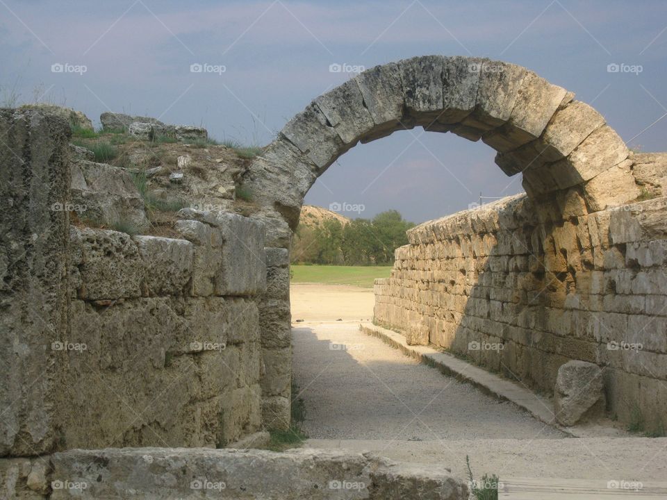 Door of the stadium of Olympie in Greece