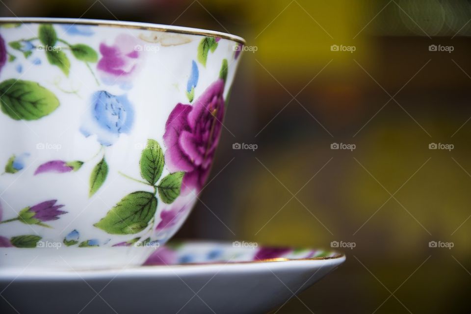 floral printed cup closeup