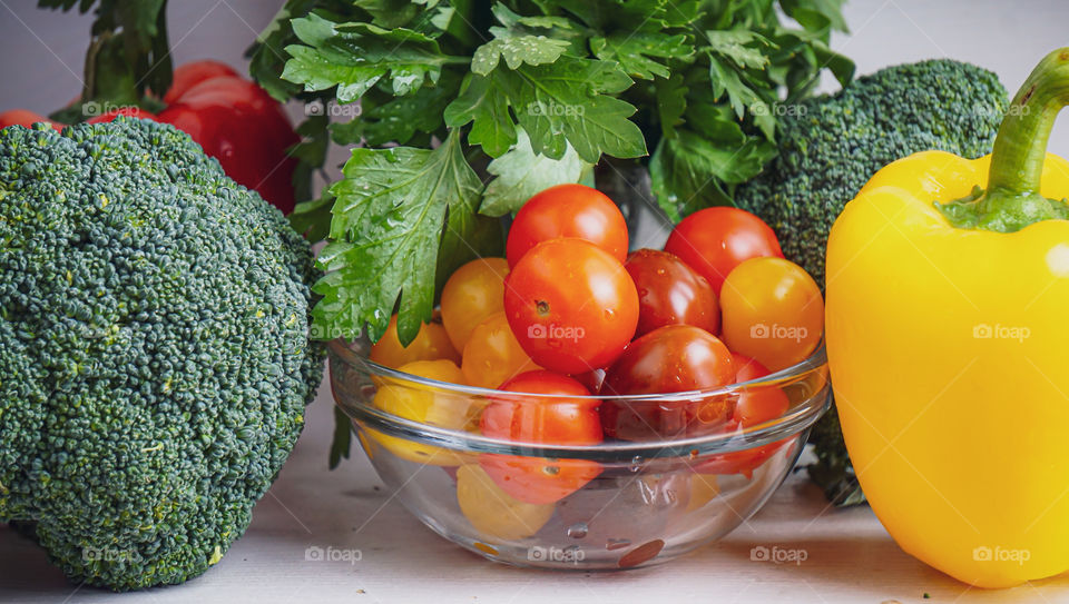 vegetables on a white background