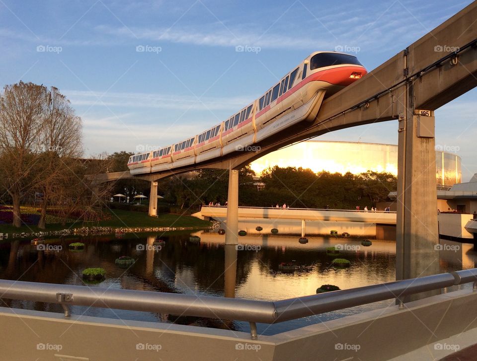 The monorail at Disney World’s Epcot Center.  