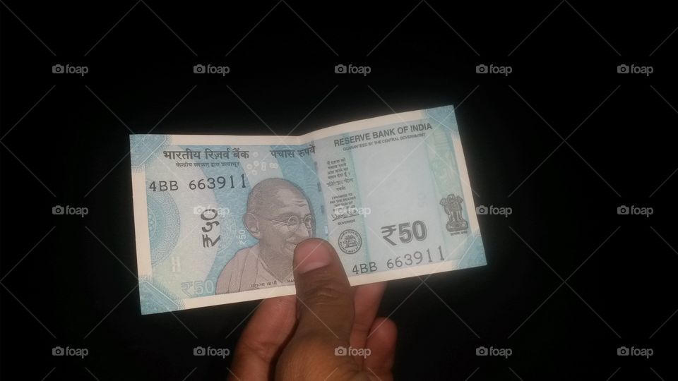 the indian new currancy of 50rupees.