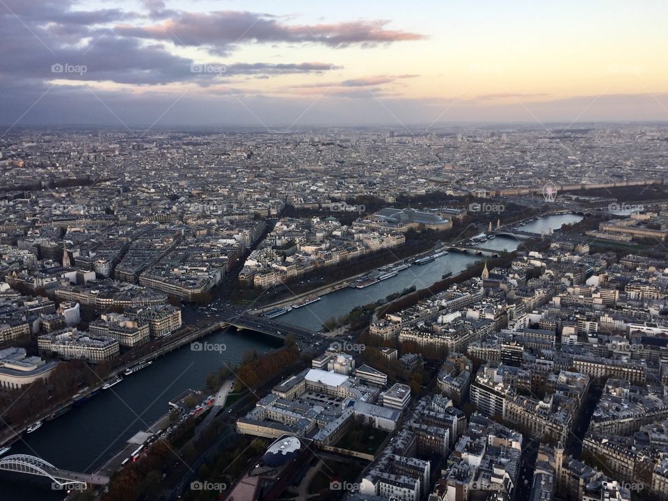 Paris sunset from Eiffel Tower