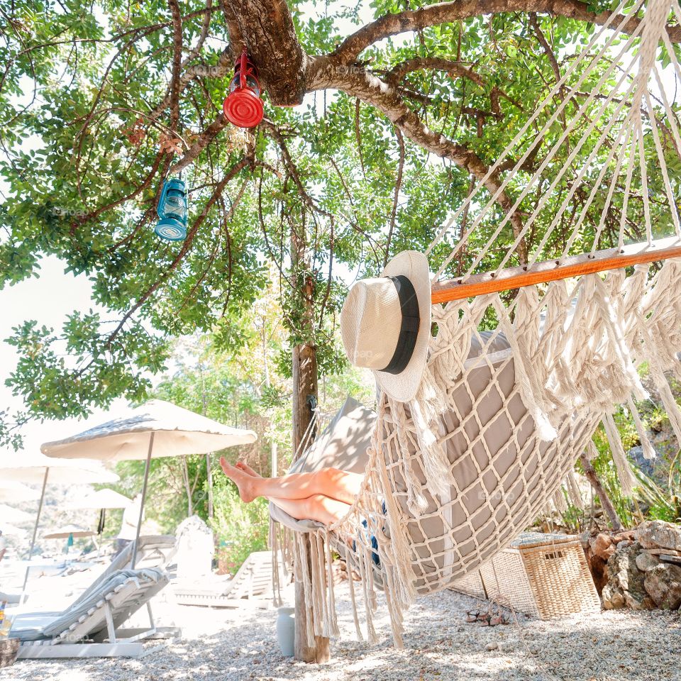 in the hammock at the beach