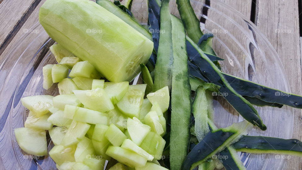 Peeled and diced cucumber