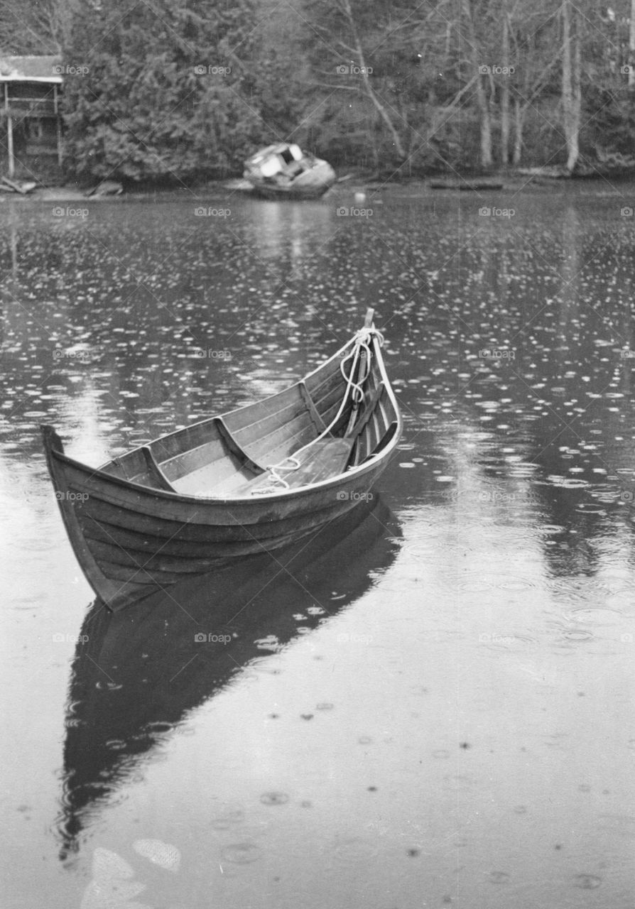 Boat in rain 