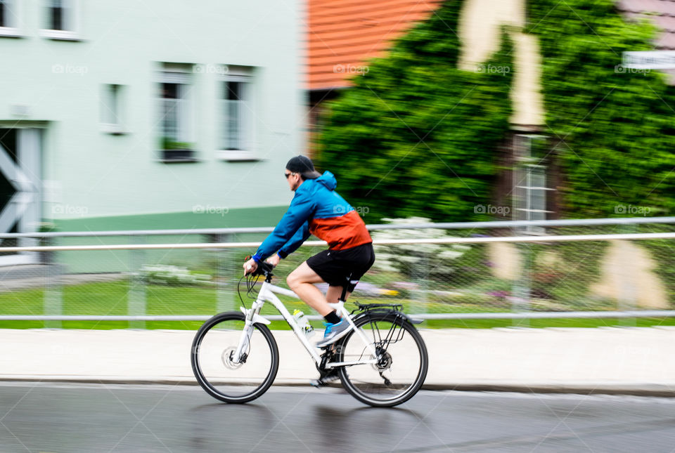 bike in motion on street