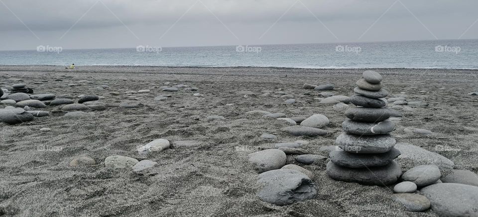 Pile of stones at Taimali Jinlun Beach, Taitung