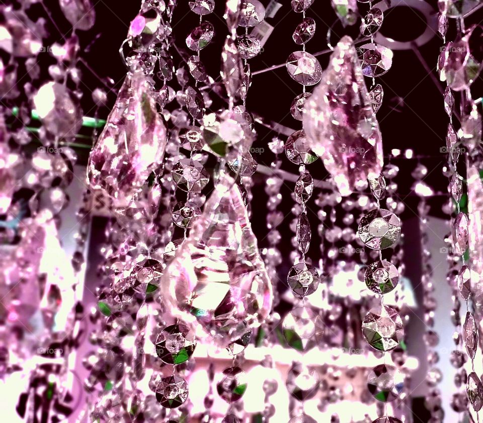 Pink chandelier crystals