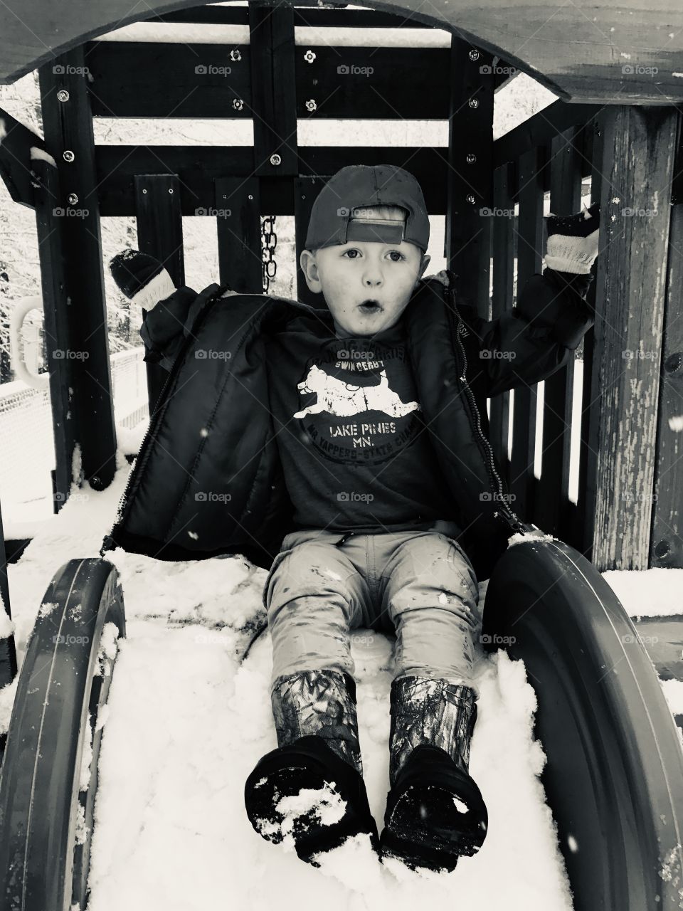 There is snow day like the one we’re having today. His first time in the snow and what he thinks about it is plainly written on his face. Nothing better than a day of playing in the snow with his best friend who goes by the name mommy.