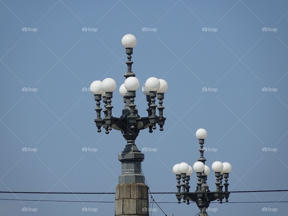 Old city street lights lamps