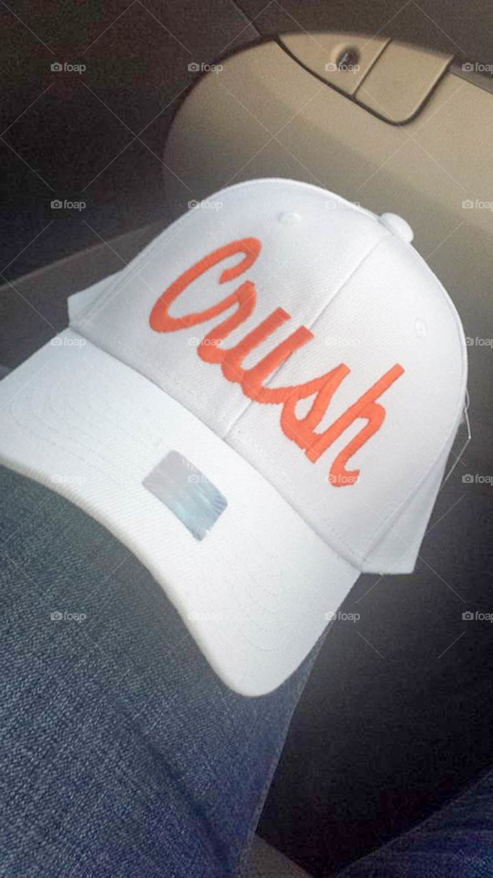 Crush hat. white & orange "Crush" Chris Davis # 19 Baltimore Orioles cap