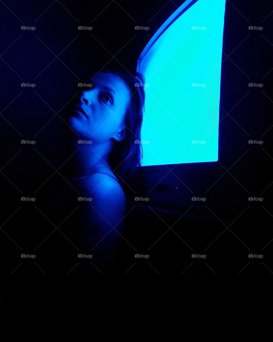 The image of sum through the TV screen