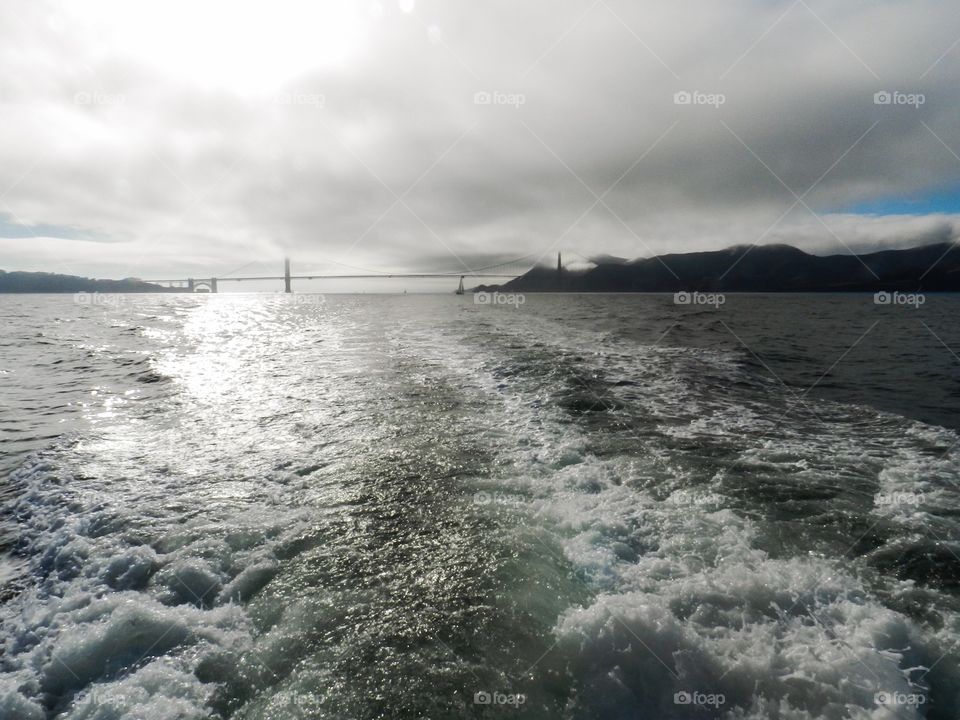 Ocean water and Golden Gate Bridge 