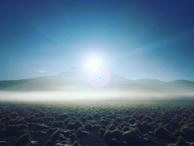 Sunrise in the highest geyser on earth 