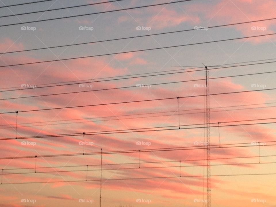 Sunset and wires