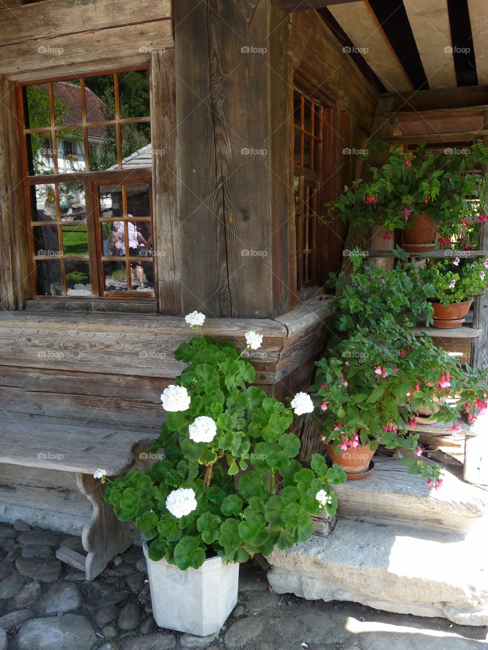 Farm house with flowers