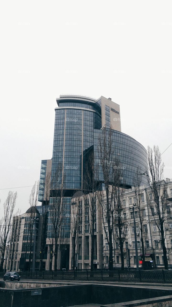 building of the Hilton Hotel in Kiev