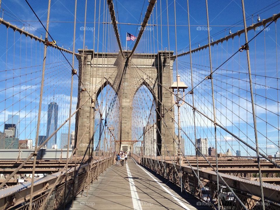 Brooklyn bridge. Sight from Brooklyn bridge