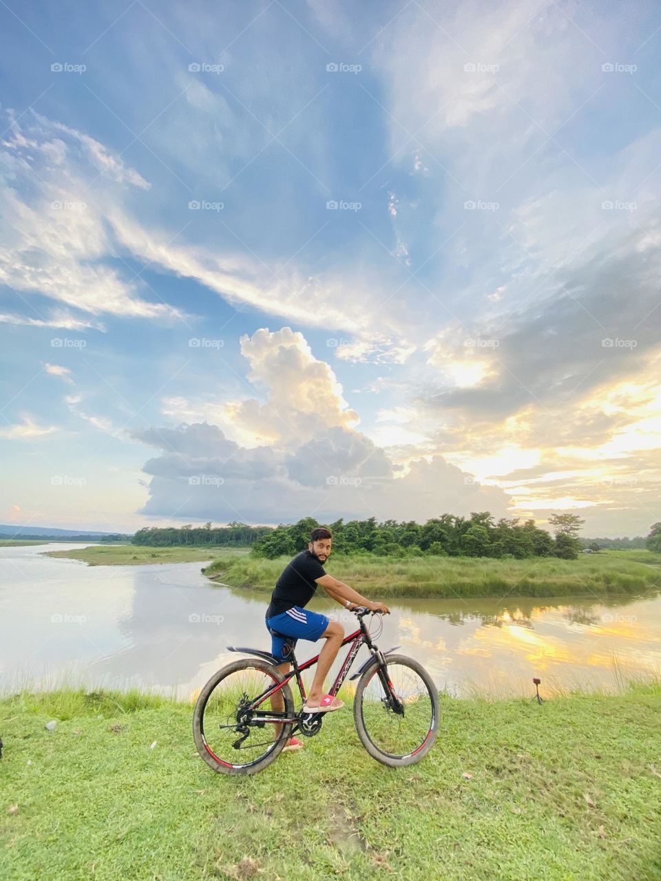 Young boy ride bicycle 
