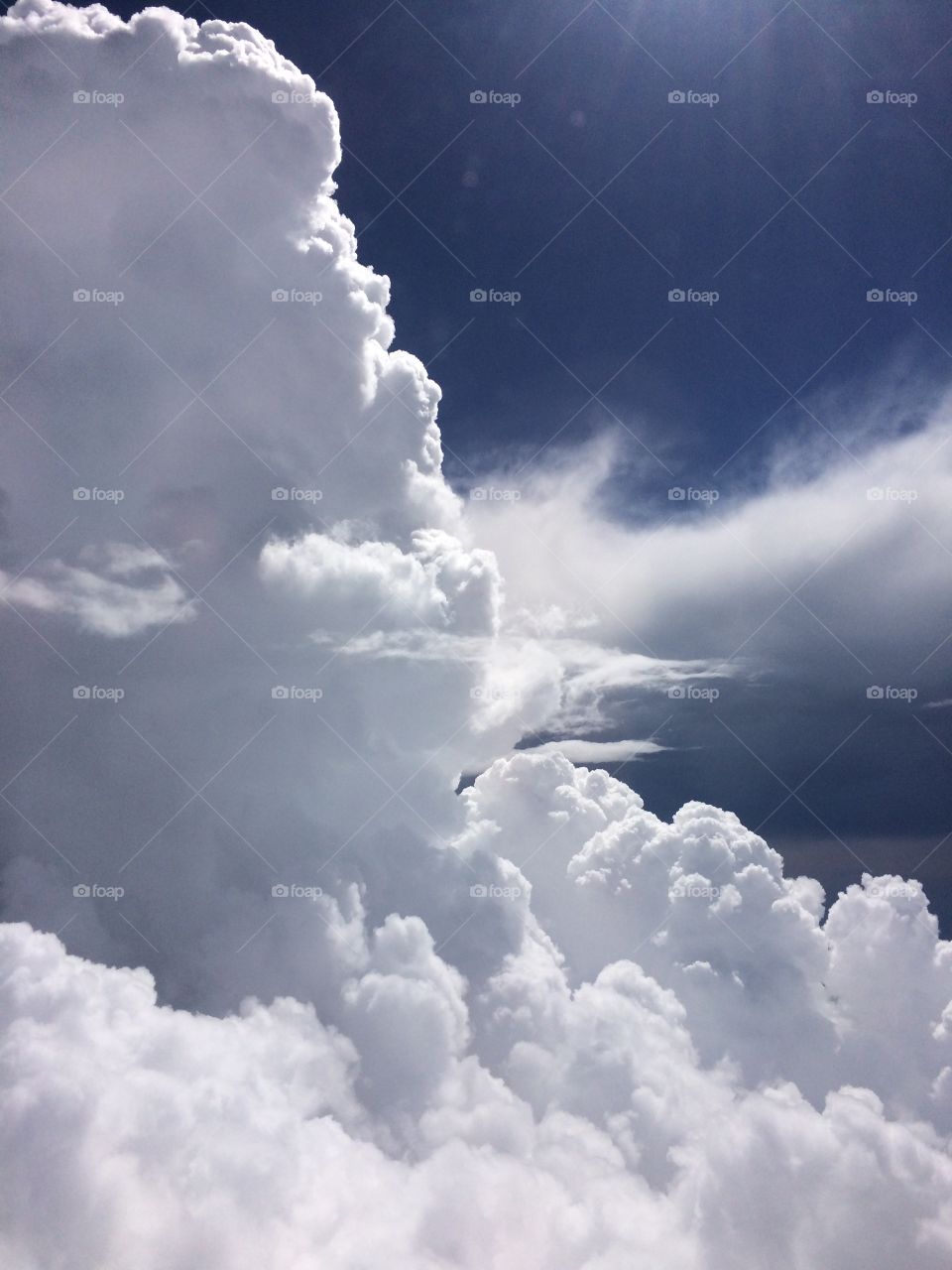 Fluffy clouds in sky