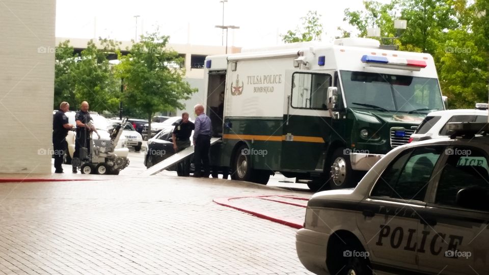 Bomb squad and robot