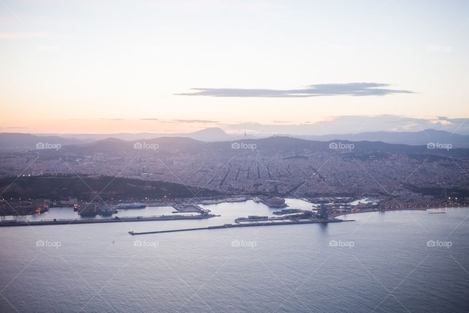 Sunset during flight to barcelona