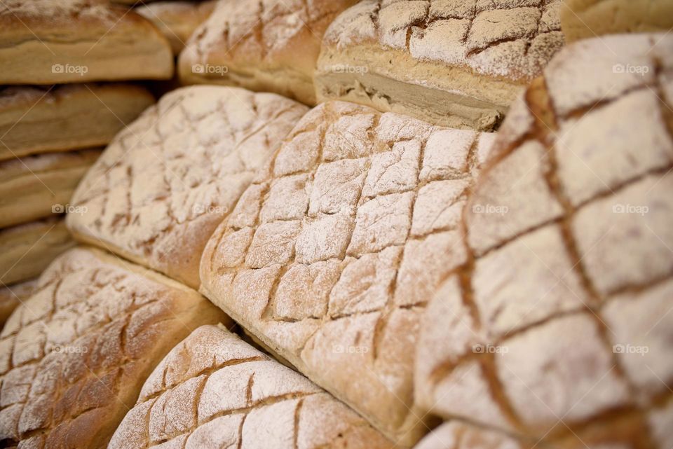 Fresh homemade bread close-up.
