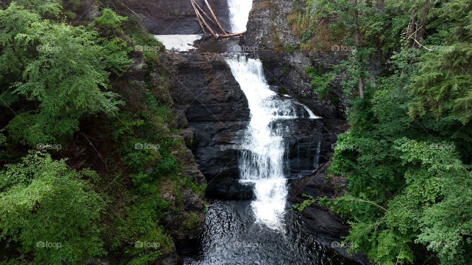 Drone shot of waterfall 