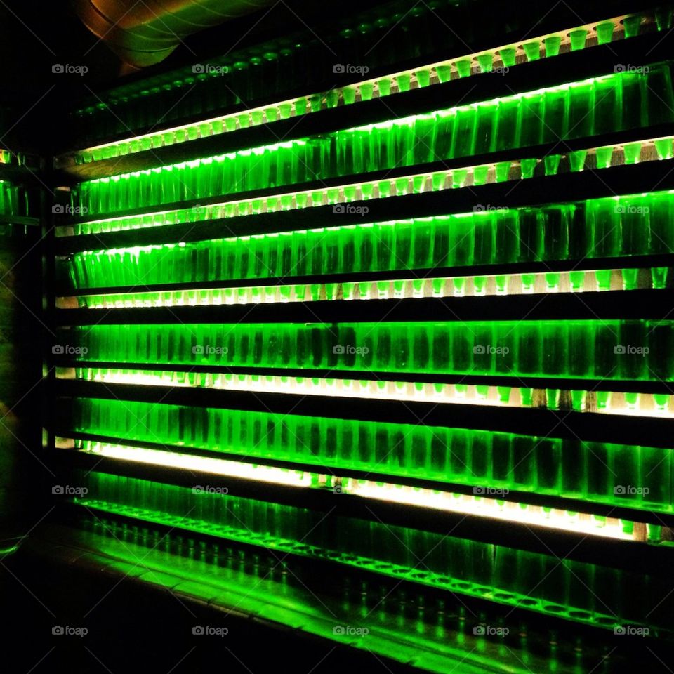 Futuristic green bottles