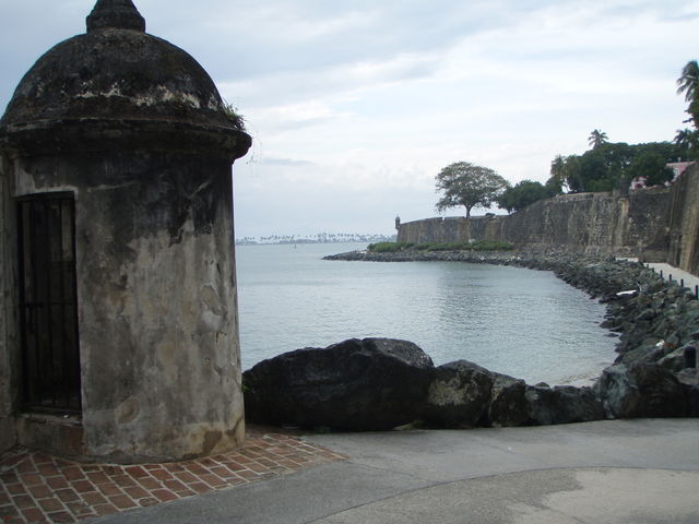Sentry box by city gate Old San Juan Puerto Rico