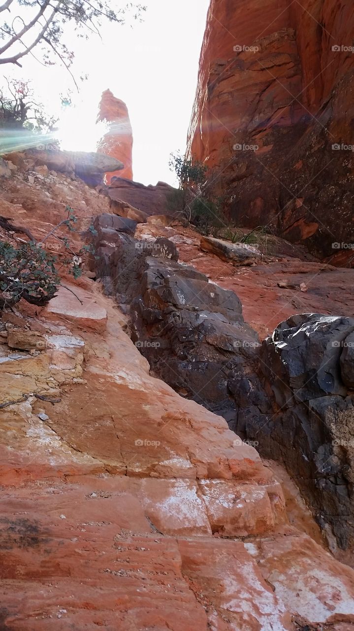 Sun rock. Secret trail Cathedral Rock 