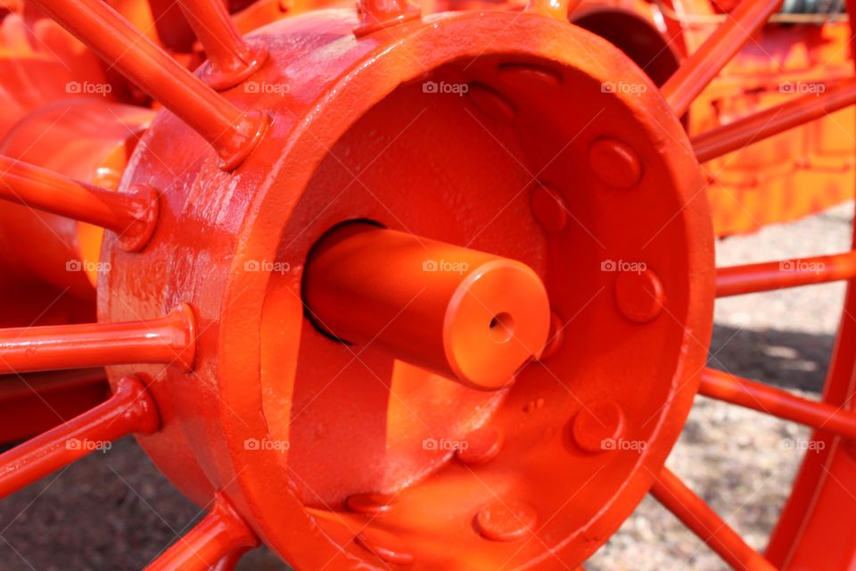 Orange tractor wheel 1
