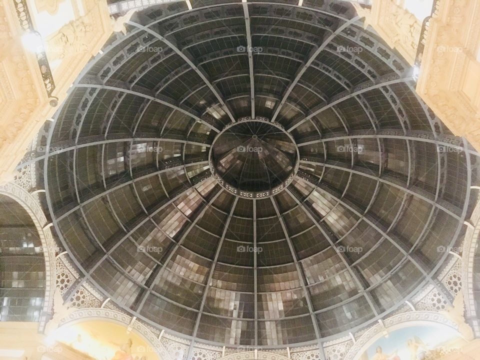 Central dome of the Galleria Vittorio Emanuele in Milan, Italy, captured in Summer.