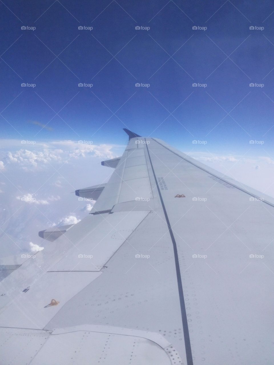 Aeroplane wings and clouds