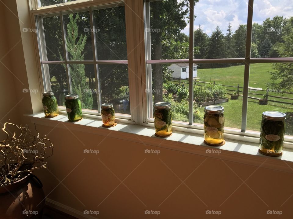 Pickled jar on window
