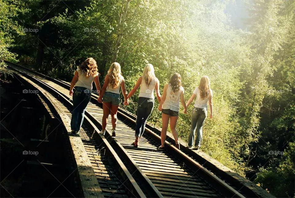 Locomotive, Track, Woman, Road, Guidance