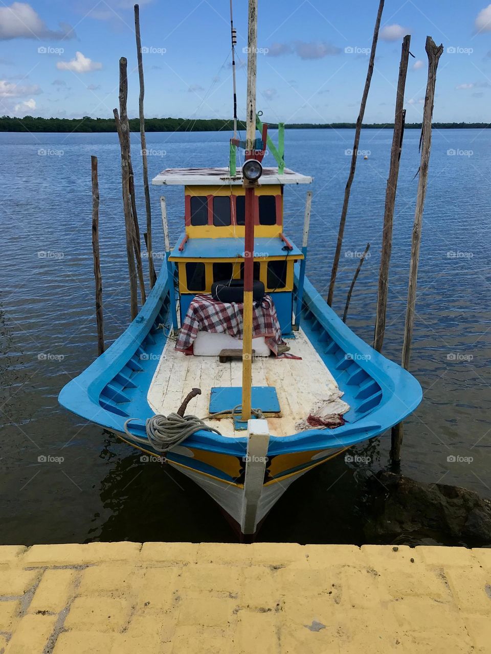 fishing boats moored at the port of Caravelas, Bahia