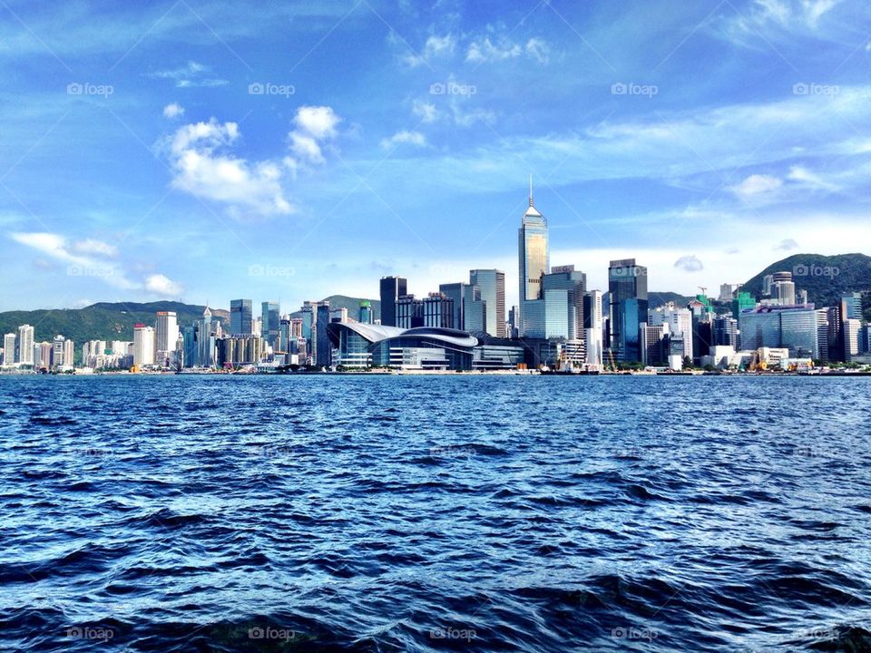Hong Kong Skyline From Water 