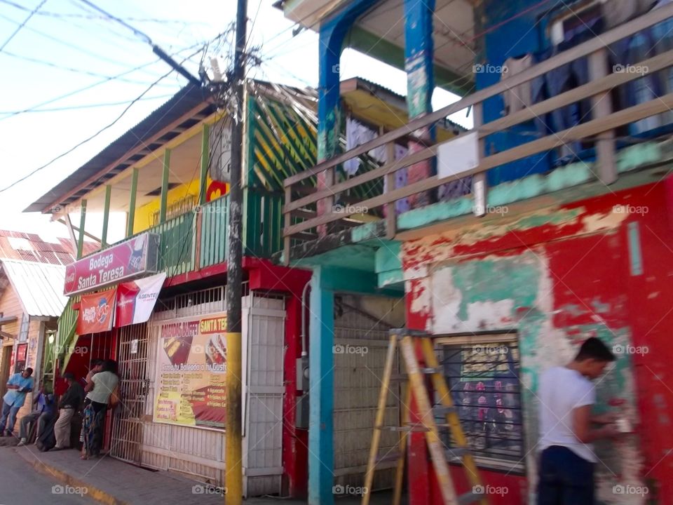 Photo from moving car traveling in Roatan, Honduras