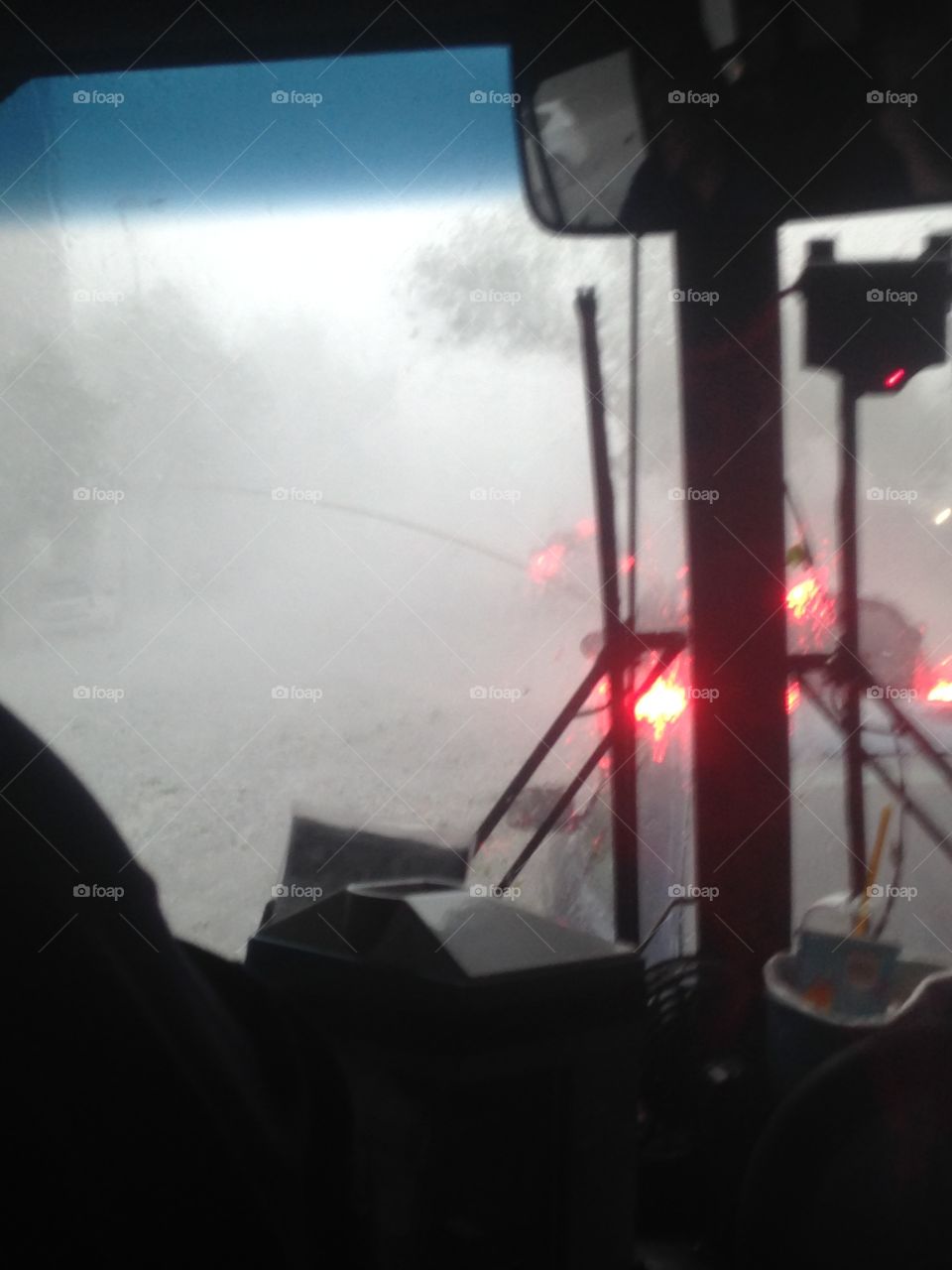 Hail storm in Calgary view from the bus 