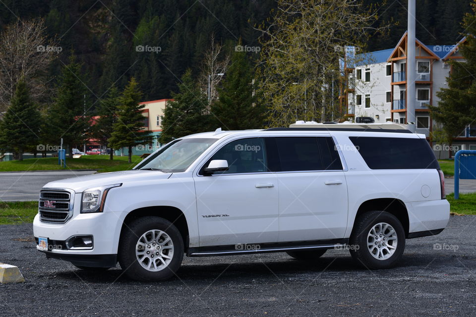 white gmc  car