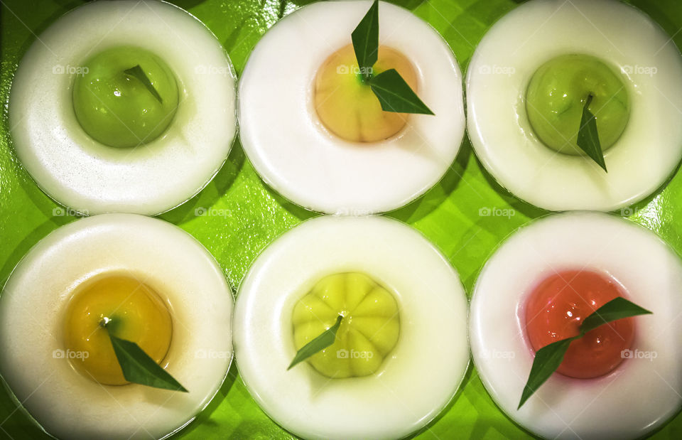 Delectable limitation fruits mix in jelly applied Thai dessert