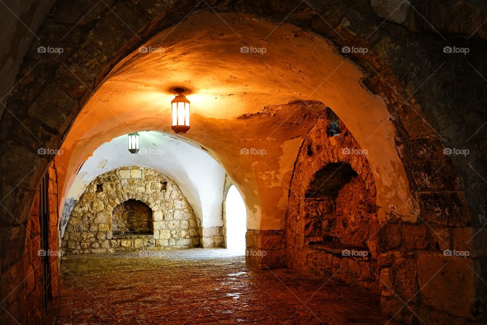 a corner inside the compound of King David Tomb in Jerusalem of Israel