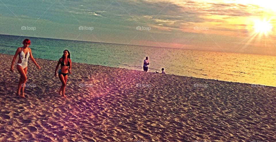 Beauties on the beach. Beauties on the beach at sundown.