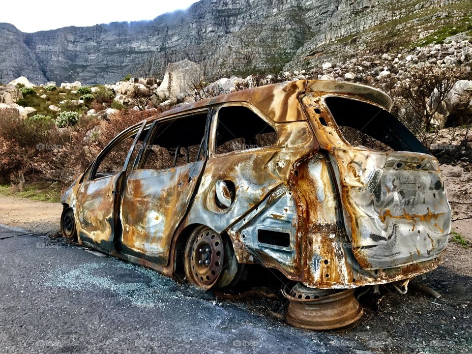 Burnt car rusty 