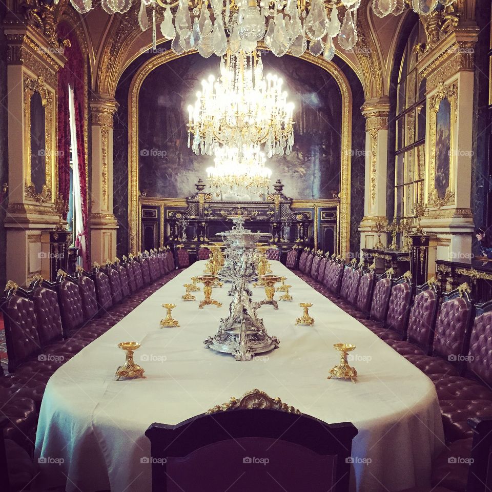 Musée du louvre . The dining room of Napoleon Bonaparte inside the louvre museum 