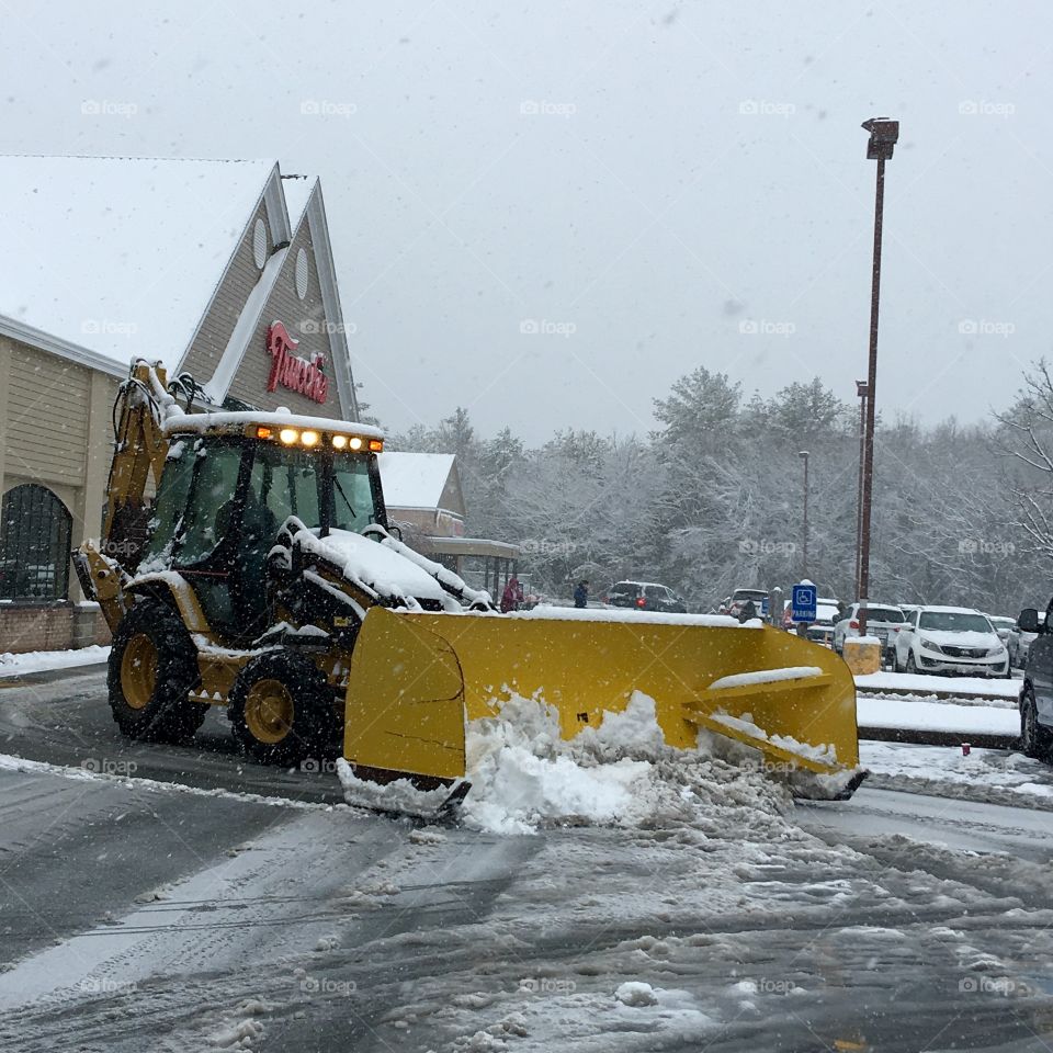Plowing Snow From Parking Lot Freak Storm in April