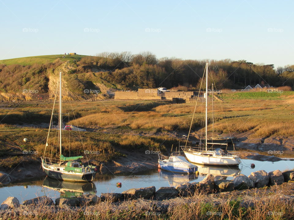 Sailing boats moored at clevedon in somerset